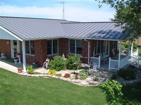 ranch style brick house with metal roof|brick house metal roof colors.